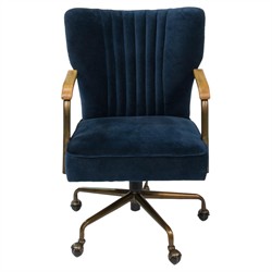 Bethenny French Country Channel Quilted Oak Swivel Chair