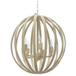 Palecek Madera Coastal Beach White Coco Beaded Round Chandelier