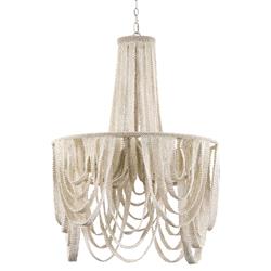 Palecek Selita Coastal Beach White Coco Beaded Chandelier