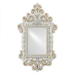 Del Mar Coastal Beach Regal Rectangular White Seashell Wall Mirror
