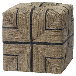 Palecek Fritz Coastal Beach Hand Twisted Lampakanai Rope Square Ottoman