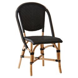 Gene Coastal Beach Black Woven Rattan Dining Side Chair