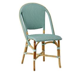 Gene Coastal Beach Salvie Green Woven Rattan Dining Side Chair