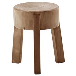 Noelle Rustic Lodge Brown Reclaimed Suar Wood Round Stool