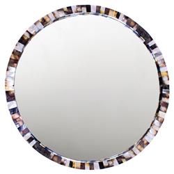 Pearl Coastal Round Grey Pearl Wall Mirror - Large