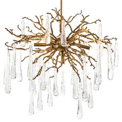 John-Richard Modern Classic Brass Glass Teardrop 7 Light Chandelier
