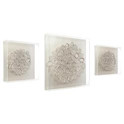 John-Richard Silver Laced Grey-Silver Abstract Silver Frame Mixed Media