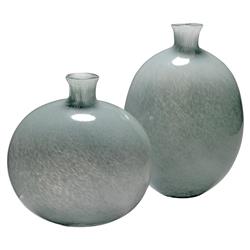 Quinn Coastal Grey Glass Decorative Vase - Set of 2