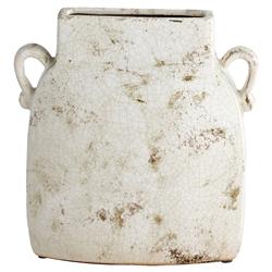 Rouen French Country White Taupe Glazed Terracotta Planter - Large