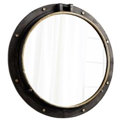 Mina Industrial Loft Rustic Bronze Gold Round Barrel Wall Mirror - 29.5D
