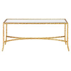 Gilt Twist French Deco Antique Gold Leaf Glass Rectangular Coffee Table