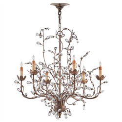 Brietta French Country Gold Iron Crystal Bud Chandelier - Medium