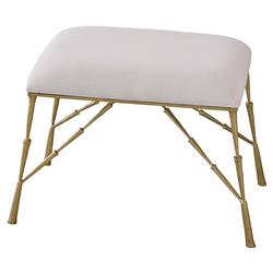 Luke Modern Classic Rectangular White Muslin Spike Metal Stool - Gold