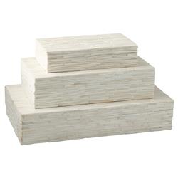 Tallulah Modern Classic Rectangular Beige Bone Decorative Box - Small