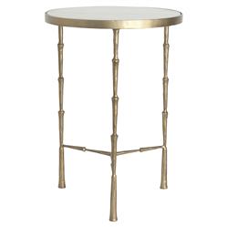 Lavinia Modern Classic Round White Marble Top Gold Metal Legs Side Table