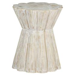 Annie Modern Classic Round Faceted White Resin Side Table