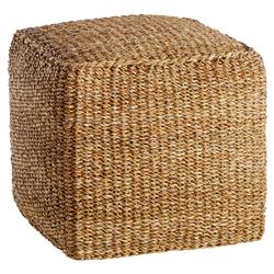 Zuri French Country Thick Cushion Woven Seagrass Square Pouf