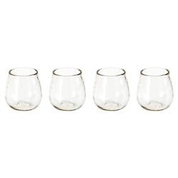 Olly Modern Classic Artisan Clear Hammered Stemless Wine Glasses - Set of 4