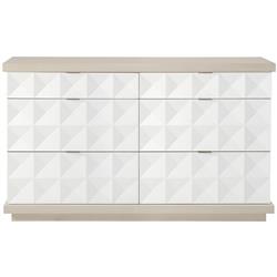Lucille Modern Classic White Grey Wood Fancy Face Dresser | Grey/Silver | Kathy Kuo Home