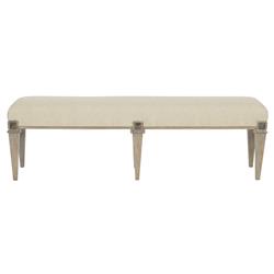 Sarabeth Updated Traditional Beige Faux Leather Cerused Oak Bench