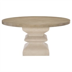 Sarabeth Modern French Brown Wood White Hexagon Pedestal Round Dining Table - 60"W