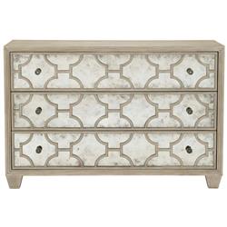 Sarabeth Modern French Patterned Cast Grille Overlay Antiqued Mirror Wood Dresser