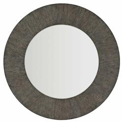 Landon Modern Masculine Charcoal Brown Wood Round Wall Mirror