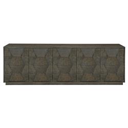 Landon Modern Masculine Charcoal Brown Fancy Face Wood Media Cabinet