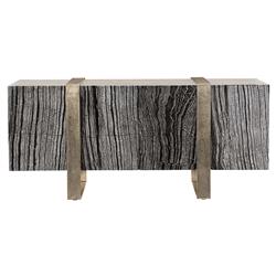 Landon Modern Masculine Black Wood Silver Aluminum Media Cabinet