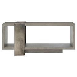 Landon Modern Masculine Grey Wood Silver Cast Aluminum Console Table