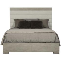 Landon Modern Masculine Beige Upholstered Channel Grey Wood Bed - King