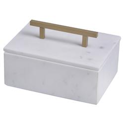 Eve Modern Classic White Marble Gold Metal Handle Box - Small