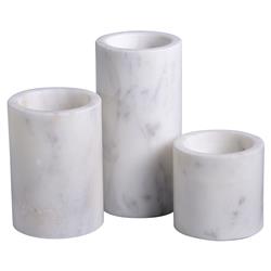 Jemima Modern Classic White Round Marble Votive Candle Holder - Set of 3