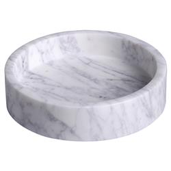Jemima Modern Classic 6&quot; Round White Marble Tray - Small