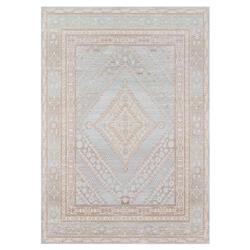 Esme Modern Pastel Blue Beige Diamond Medallion Patterned Rug - 4'x6'
