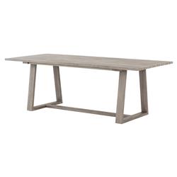 Cody Coastal Beach Angled Base Rectangular Grey Teak Outdoor Dining Table - 86.5&quot;W