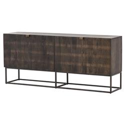 Madison Mid Century Brown Mango Wood Black Iron 4 Door Sideboard