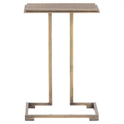 Damian Industrial Loft Slim Rectangular Antique Brass Side End Table