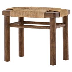 Jacob Coastal Beach Cotton Rope Wrapped Brown Mahogany Rounded Legs Stool