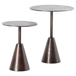Ren Industrial Loft Antique Rust Round Outdoor Side End Table - Set of 2