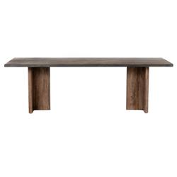 Nora Rustic Lodge Beige Walnut Wood Grey Iron Strap Rectangular Dining Table - 94&quot;W