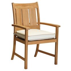 Croquet Coastal Natural Teak Cushion Outdoor Dining Arm Chair