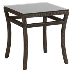 Club Woven Coastal Beach Black Walnut Wicker Square Outdoor End Table