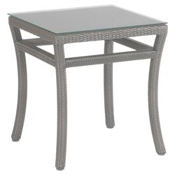 Club Woven Coastal Beach Oyster Wicker Square Outdoor End Table