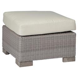 Club Woven Coastal Beach Oyster Grey Outdoor Ottoman
