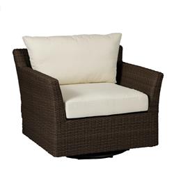 Club Woven Brown Wicker White Upholstered Outdoor Swivel Glider Chair