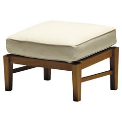 Croquet Coastal Natural Teak White Cushion Outdoor Ottoman