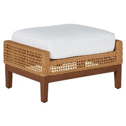 Peninsula Coastal Beach Brown Woven Wicker Outdoor Ottoman