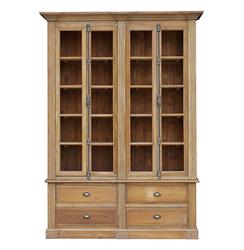 Dustin French Country Brown Reclaimed Wood 4 Drawer Closed Back Bookcase