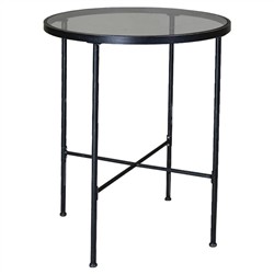 Aurore French Country Glass Top Metal Round Outdoor Dining Bar Table - 32"W